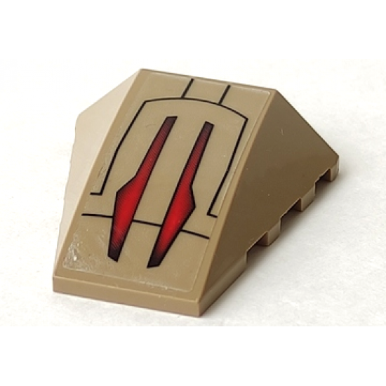 Wedge 4 x 4 No Studs with Two Red Arrows and Black Lines on Transparent Background Pattern (Sticker) - Set 7660