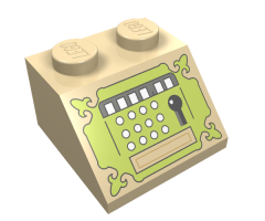 Slope 45 2 x 2 with Sand Green Cash Register Pattern