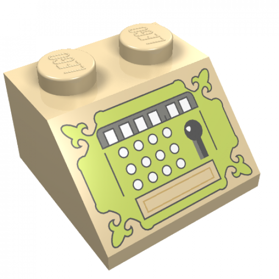 Slope 45 2 x 2 with Sand Green Cash Register Pattern