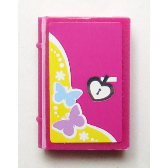 Minifigure, Utensil Book 2 x 3 with Butterflies and Heart Lock Pattern (Sticker) - Set 3315
