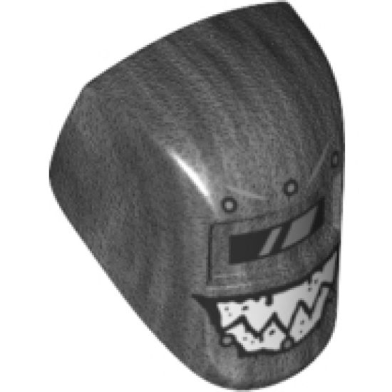 Minifigure, Headgear Accessory Visor Welding with Black and White Viewing Lens and White Teeth Pattern