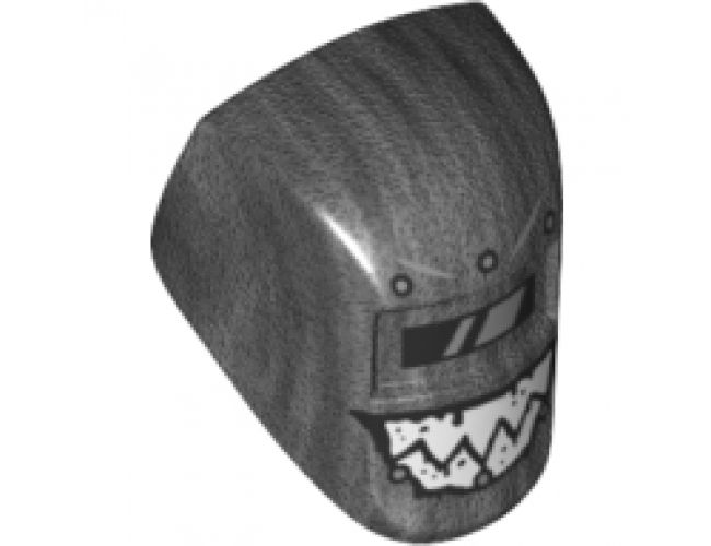 Minifigure, Headgear Accessory Visor Welding with Black and White Viewing Lens and White Teeth Pattern