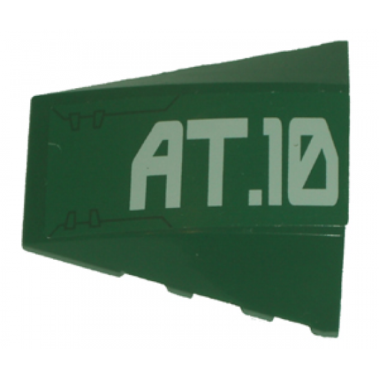 Wedge 4 x 4 No Studs with White 'AT.10' Pattern (Sticker) - Set 8100