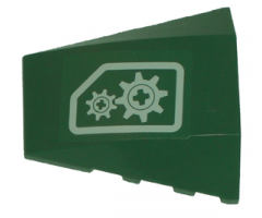 Wedge 4 x 4 No Studs with White Gears Pattern (Sticker) - Set 8100