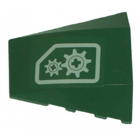 Wedge 4 x 4 No Studs with White Gears Pattern (Sticker) - Set 8100