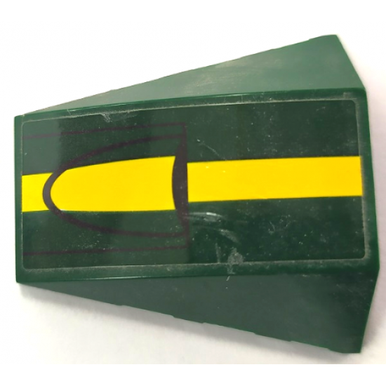 Wedge 4 x 4 No Studs with Yellow Stripe and Black Lines Pattern (Sticker) - Set 75150