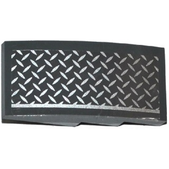 Slope, Curved 4 x 2 with Tread Plate and Silver Line Pattern Model Right Side (Sticker) - Set 75919