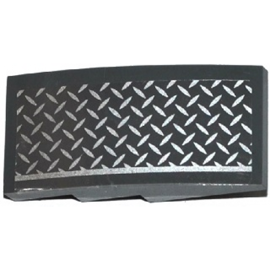 Slope, Curved 4 x 2 with Tread Plate and Silver Line Pattern Model Left Side (Sticker) - Set 75919