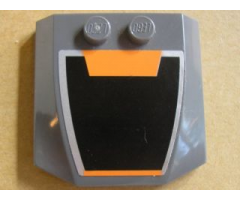 Wedge 4 x 4 x 2/3 Triple Curved with Silver Border and Black and Orange Pattern (Sticker) - Set 8154