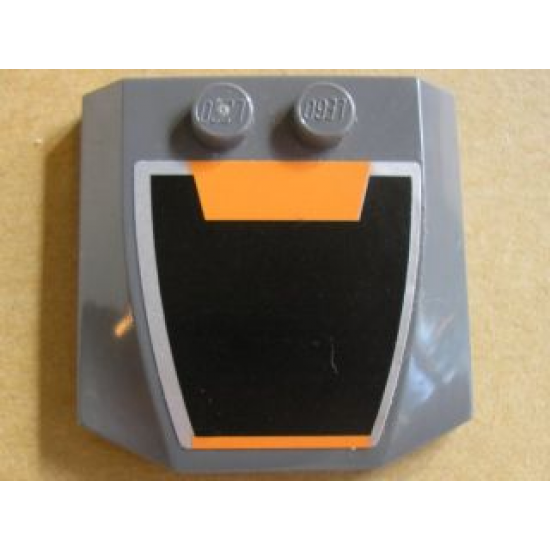 Wedge 4 x 4 x 2/3 Triple Curved with Silver Border and Black and Orange Pattern (Sticker) - Set 8154