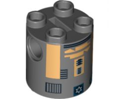 Brick, Round 2 x 2 x 2 Robot Body with Metallic Gold Pattern (R8-B7)