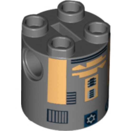 Brick, Round 2 x 2 x 2 Robot Body with Metallic Gold Pattern (R8-B7)
