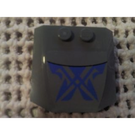 Wedge 4 x 4 x 2/3 Triple Curved with Black Line and Blue Markings Pattern (Sticker) - Set 7962