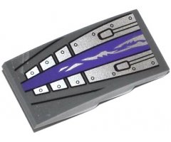 Slope, Curved 4 x 2 with Purple Stripe, Silver Plates and Rivets Pattern (Sticker) - Set 70722