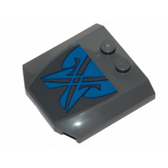 Wedge 4 x 4 x 2/3 Triple Curved with Blue Markings with Black Outline Pattern (Sticker) - Set 75258