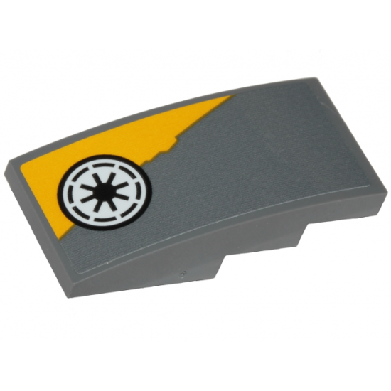 Slope, Curved 4 x 2 with Yellow Triangular Shape and SW Republic Pattern Model Left Side (Sticker) - Set 75214