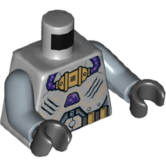 Torso Ultra Agents Villain with Armor Plates and Breathing Apparatus with Dark Purple Hoses Pattern (Sharx) / Sand Blue Arms / Black Hands