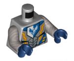 Torso Nexo Knights Armor with Orange and Gold Circuitry and Emblem with Blue Falcon Pattern / Flat Silver Arms / Dark Blue Hands