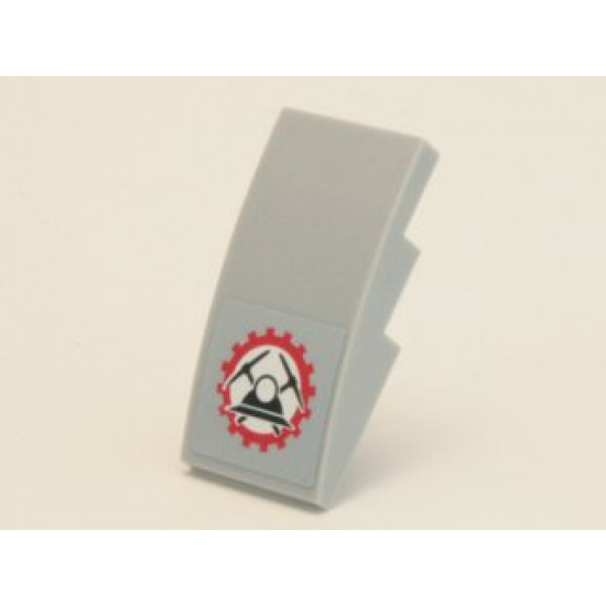 Slope, Curved 4 x 2 with Miners Logo (Helmet with Crossed Pickaxes in Gear) Pattern (Sticker) - Set 4204