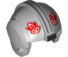 Minifigure, Headgear Helmet SW Rebel Pilot with Red T-16 Skyhopper Pilot Logo and Two Black Stripes Pattern