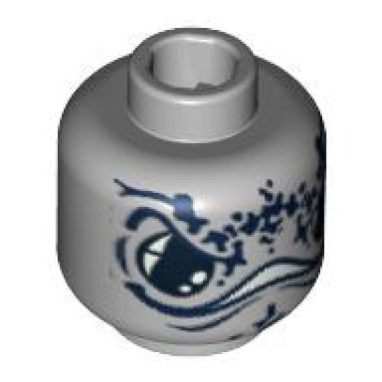 Minifigure, Head Alien with Large Black Eyes, Wide Mouth And Dark Blue Spots Pattern (Atlantis Manta Ray) - Blocked Open Stud