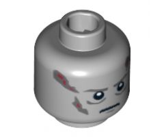 Minifigure, Head Male Scars Gray Left & Right, Gray Eyebrows, White Pupils Pattern (Darth Vader) - Hollow Stud