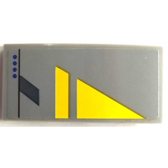 Slope, Curved 4 x 2 with Yellow Triangle, Blue Dots, and Dark Bluish Gray Line Pattern Model Right Side (Sticker) - Set 75150