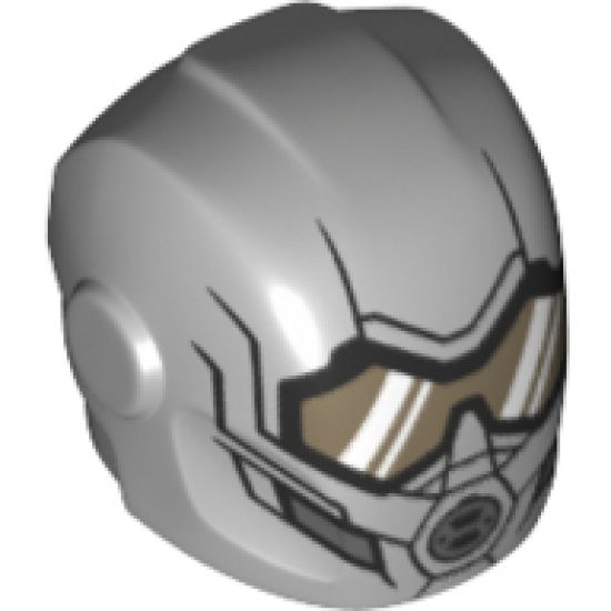 Minifigure, Headgear Helmet Armor Plates and Ear Protectors with Gold Goggles and Breathing Apparatus Pattern