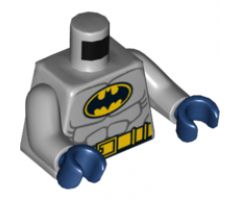 Torso Batman Logo in Yellow Oval with Muscles and Yellow Belt Front and Back Pattern / Light Bluish Gray Arms / Dark Blue Hands