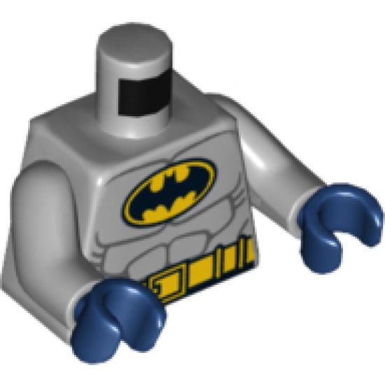 Torso Batman Logo in Yellow Oval with Muscles and Yellow Belt Front and Back Pattern / Light Bluish Gray Arms / Dark Blue Hands