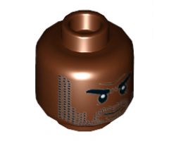 Minifigure, Head Dual Sided Beard Stubble, Black Eyebrows, Neutral / Angry Pattern - Hollow Stud