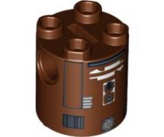 Brick, Round 2 x 2 x 2 Robot Body with Black Rectangle Outlines and White Pattern (R7-D4)