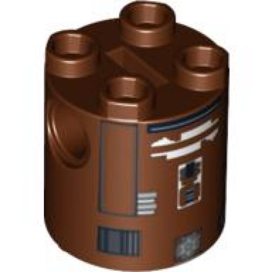 Brick, Round 2 x 2 x 2 Robot Body with Black Rectangle Outlines and White Pattern (R7-D4)