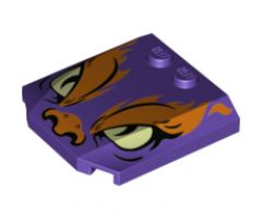 Wedge 4 x 4 x 2/3 Triple Curved with Orange Flames and Nose, Yellowish Green Eyes Pattern