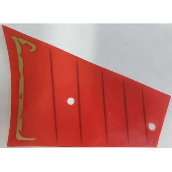 Plastic Sail Ninjago Small with Gold Trim and Dark Red Lines on Red Background Pattern