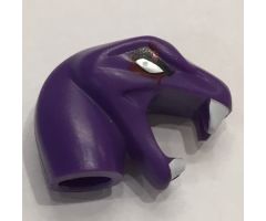 Minifigure, Head, Modified Snake Short Neck with Open Mouth with White Fangs, Silver Right Eye and Light Blue Left Eye Pattern