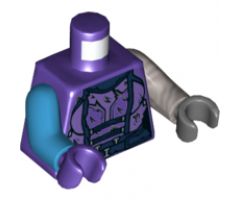 Torso Female Damaged Armor, Dark Blue Belt Pattern / Flat Silver Arm Left / Dark Azure Arm Right / Dark Purple Hand Right / Dark Bluish Gray Hand Left