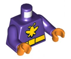 Torso Batman Yellow Killer Moth Logo and Belt Pattern / Dark Purple Arms / Orange Hands