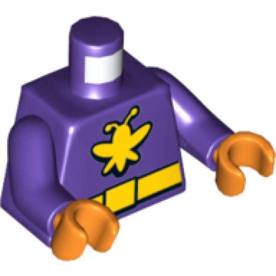 Torso Batman Yellow Killer Moth Logo and Belt Pattern / Dark Purple Arms / Orange Hands