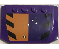 Wedge 4 x 6 x 2/3 Triple Curved with Bullet Holes and Black Stripes on Orange and Dark Purple Background Pattern (Sticker) - Set 6864