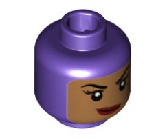 Minifigure, Head Female Balaclava with Medium Nougat Face, Beauty Mark, Crooked Smile Pattern - Hollow Stud
