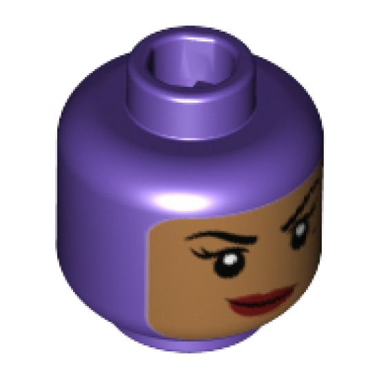Minifigure, Head Female Balaclava with Medium Nougat Face, Beauty Mark, Crooked Smile Pattern - Hollow Stud