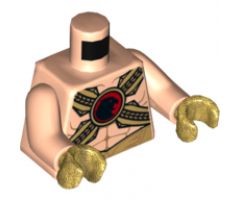 Torso Muscles Outline with Gold Belts and Red Buckle with Black Hawk Pattern / Light Nougat Arms / Pearl Gold Hands