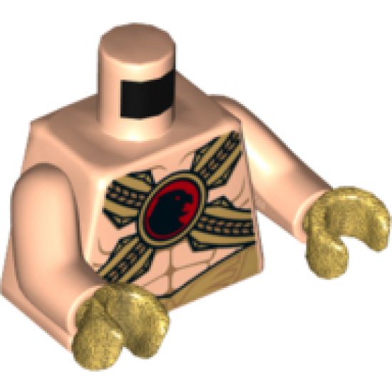 Torso Muscles Outline with Gold Belts and Red Buckle with Black Hawk Pattern / Light Nougat Arms / Pearl Gold Hands