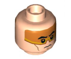 Minifigure, Head Dual Sided Orange Visor, Black Eyebrows, Determined / Angry Pattern (SW Clone Pilot) - Hollow Stud