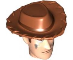 Minifigure, Head, Modified Male with Dark Orange Hat and Dirt Stains Pattern (Woody)
