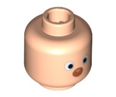 Minifigure, Head White Eyes, Black Pupils and Red Nose Pattern - Blocked Open Stud