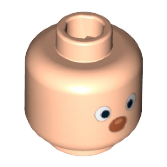Minifigure, Head White Eyes, Black Pupils and Red Nose Pattern - Blocked Open Stud