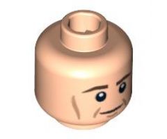 Minifigure, Head Male Brown Eyebrows, White Pupils, Cheek Lines Pattern - Hollow Stud