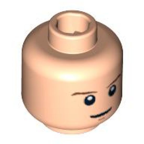 Minifigure, Head Male Brown Eyebrows, White Pupils and Chin Dimple Pattern (SW Luke Skywalker) - Hollow Stud